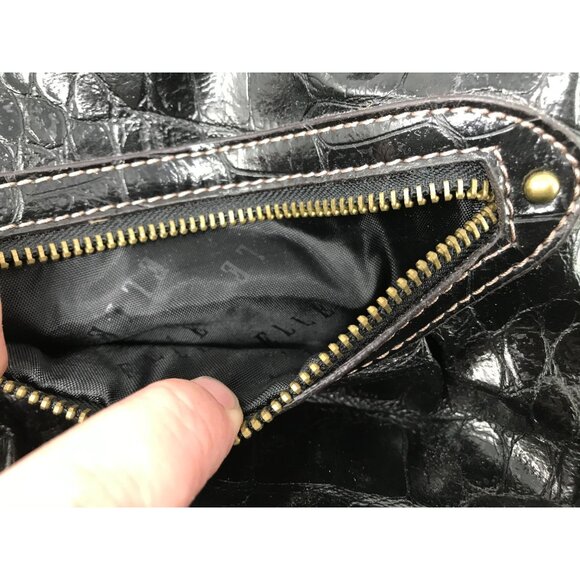 Elle Black Faux Alligator Croc Skin Purse - Large Hobo Bag - HandBag - women's B - Picture 5 of 16